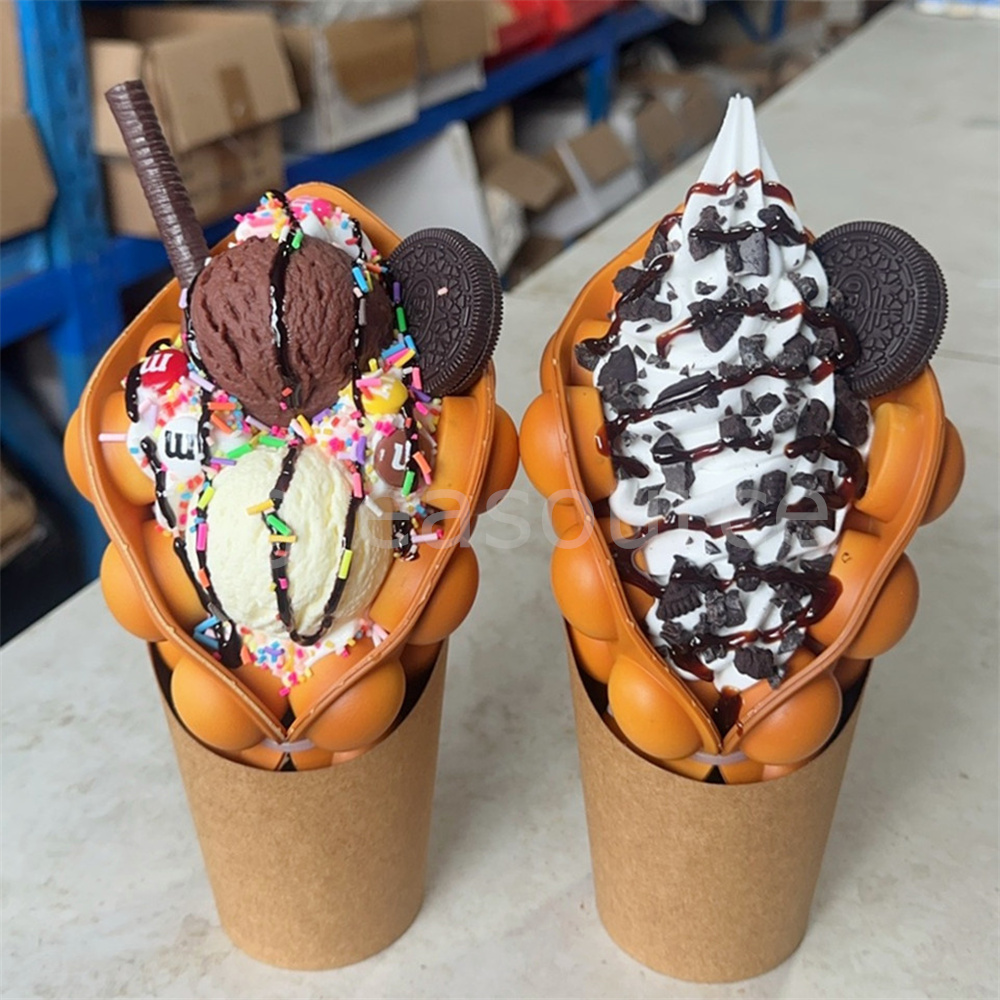 Food Snacks To Eat - Crispy Bubble Waffle Dessert Model Delightful