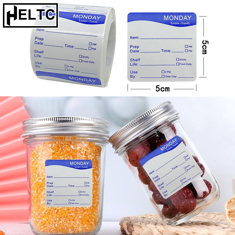 Snacks Food Labels - 250Pcs/Roll Kitchen Date Food Sticker Label