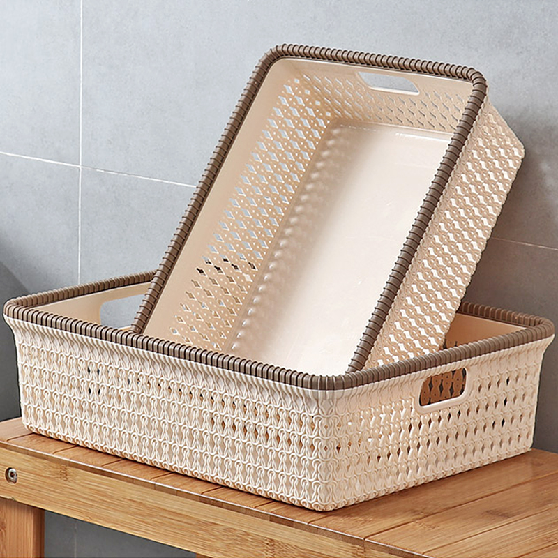 Food Snacks Items - Plastic Wicker Style Storage Basket Kitchen