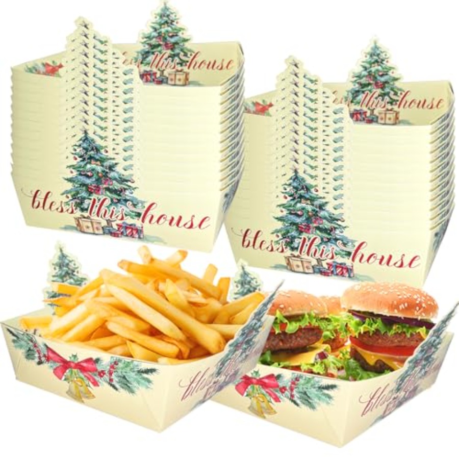 Xmas Food Snacks - Paper Food Tray Xmas Decorations Tree