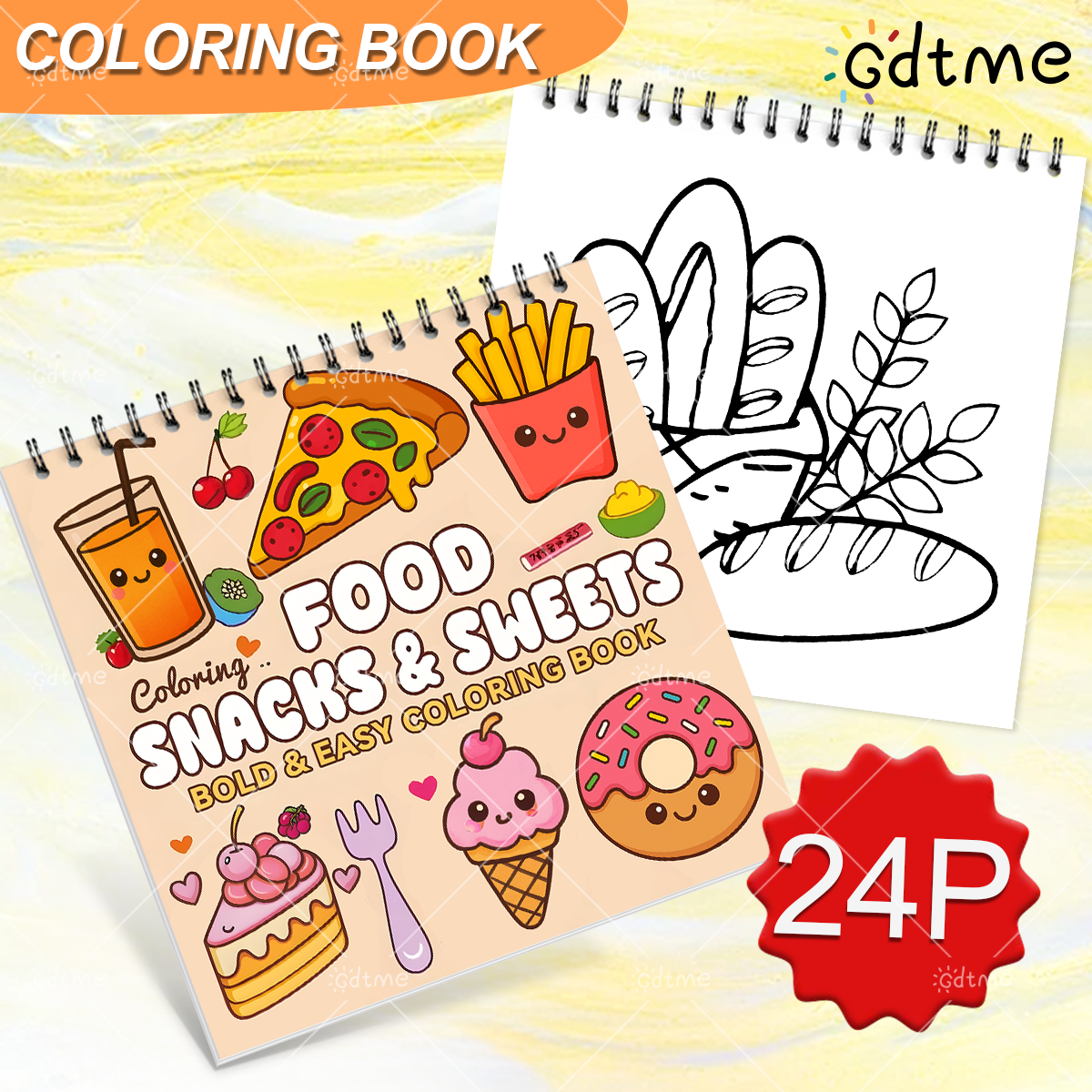 Food Snacks Drawing - FOOD SNACKS & SWEETS Themed Coloring