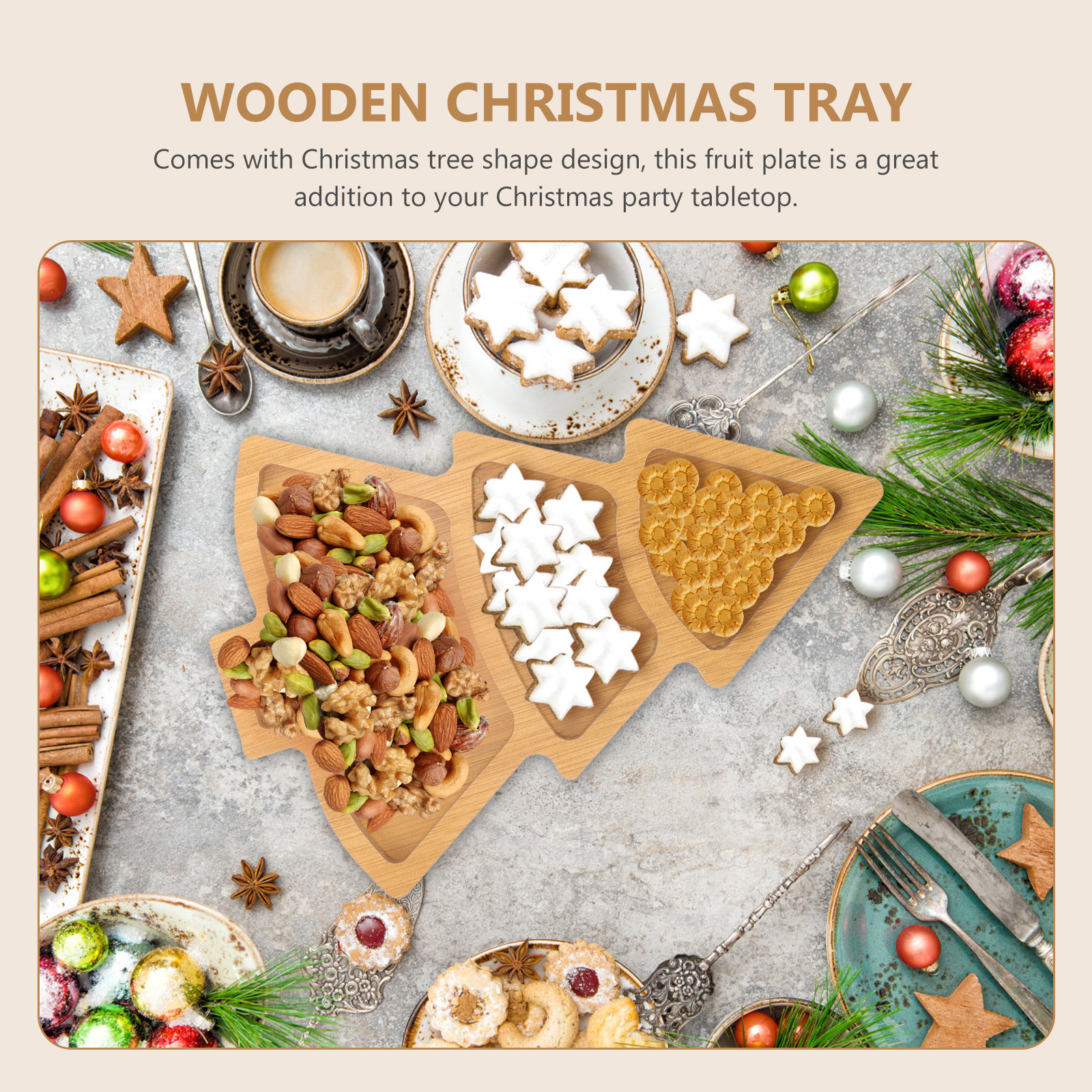 Wood Christmas Tree Plate Serv - Xmas Food Snacks recensie en prijs