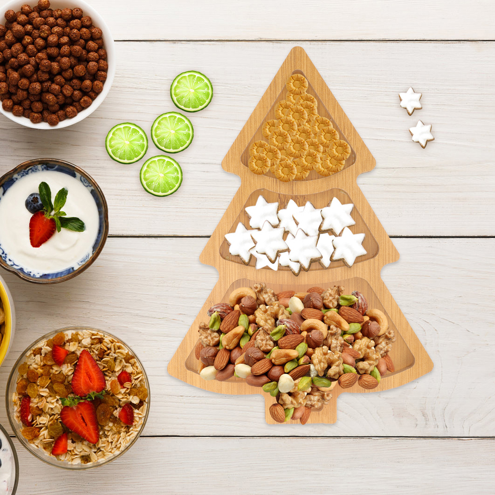 Wood Christmas Tree Plate Serv - Xmas Food Snacks recensie en prijs