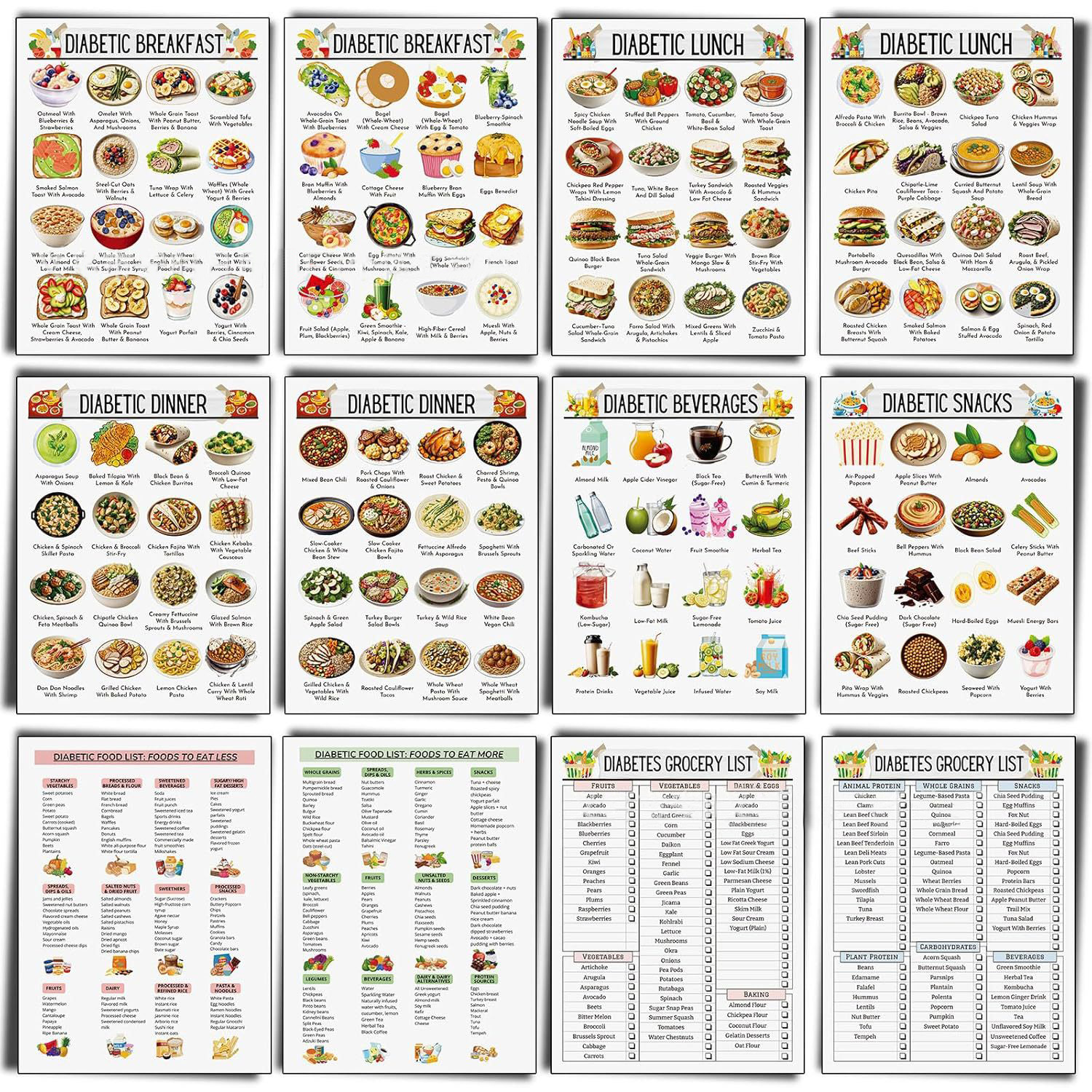 12pcs Diabetic Meal Planner Un - Food Snacks To Eat recensie en prijs