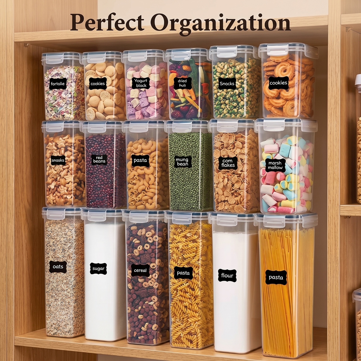 24 Pack Airtight Cereal Storag - Snacks Food Labels recensie en prijs