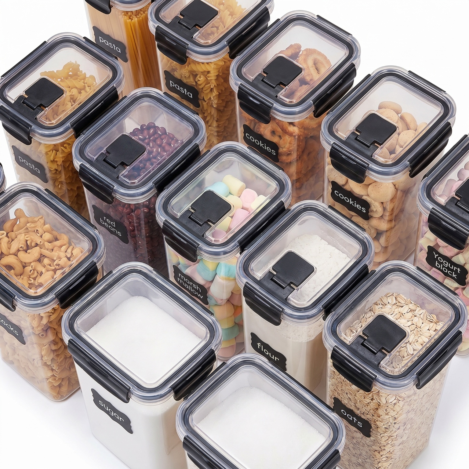 24 Pack Airtight Cereal Storag - Snacks Food Labels recensie en prijs