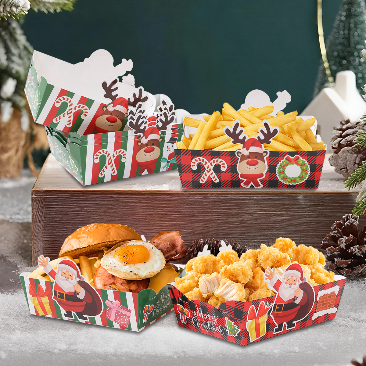 24pcs Christmas Mini Snack Tra - Xmas Food Snacks recensie en prijs