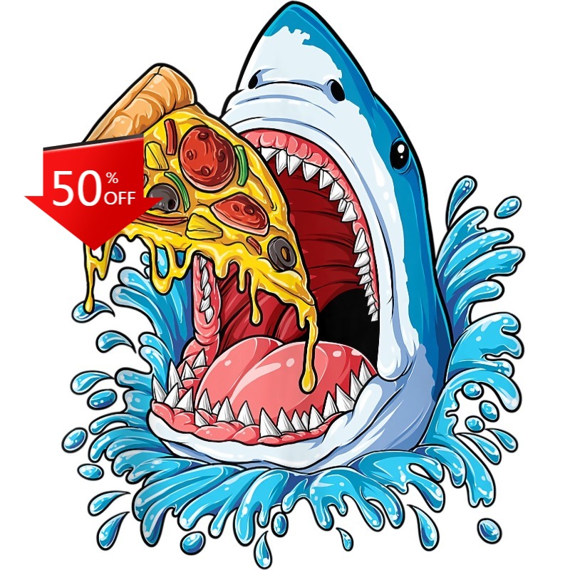 Shark Eating Pizza Sticker Dec - Food Snacks To Eat recensie en prijs
