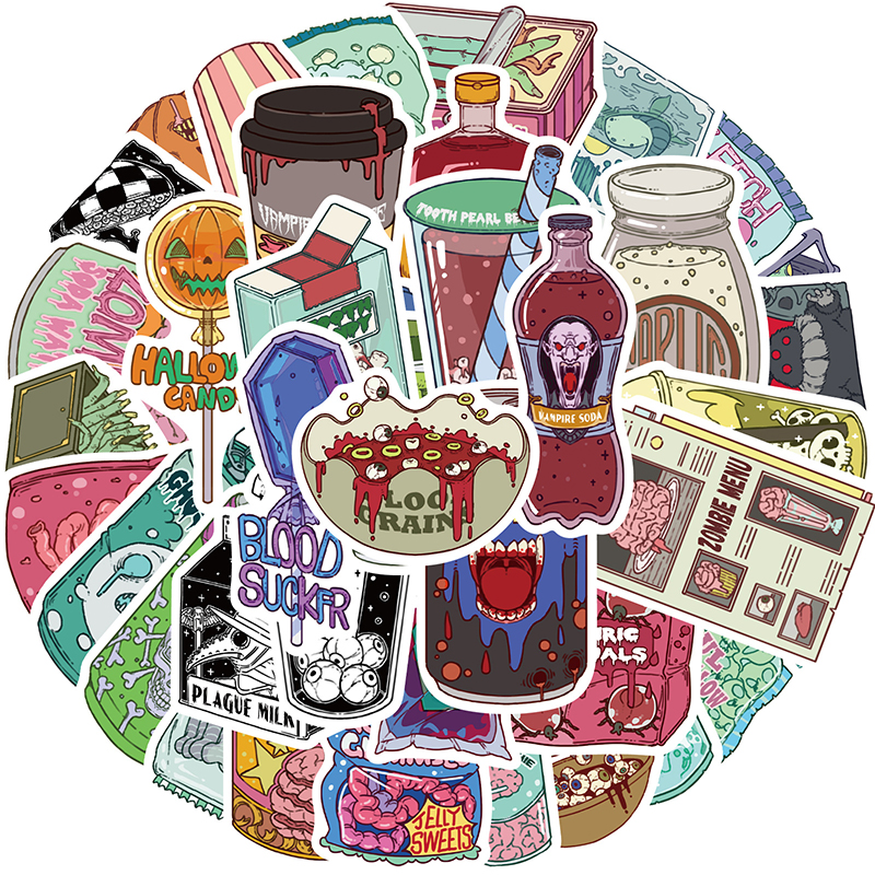 50PCS Zombie Food Stickers Cut - Zombie Snacks recensie en prijs