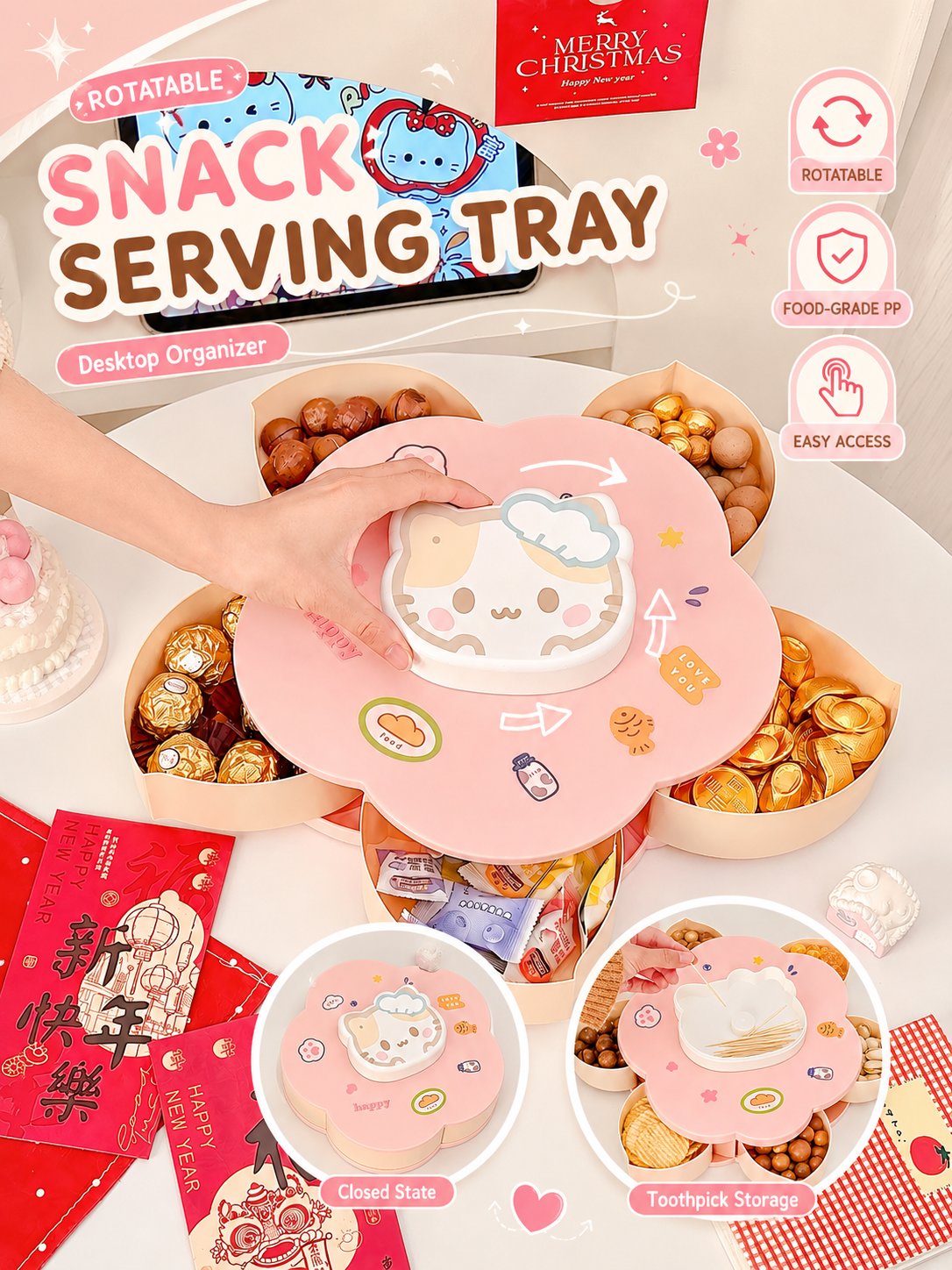 Rotatable Cute Cartoon Divided - Food Snacks To Eat recensie en prijs